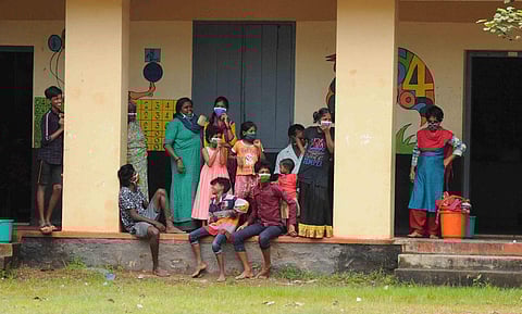 The relief camp at Govt UP School at Kuttikaattukara. (Photo | A Sanesh, EPS)