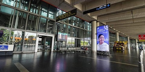 A view of NSCBI Airport wearing a deserted as the flight services were suspended during the complete lockdown to curb the spread of coronavirus disease in Kolkata. (Photo | PTI)