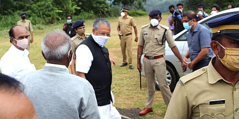 CM Pinarayi Vijayan arrives at Chenkulam ground in Idukki district. (Photo| EPS)