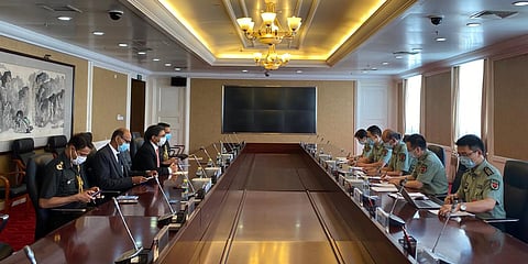 Indian ambassador Vikram Misri meets Chinese Army officials over Ladakh situation. (Photo| Twitter/ @EOIBeijing)