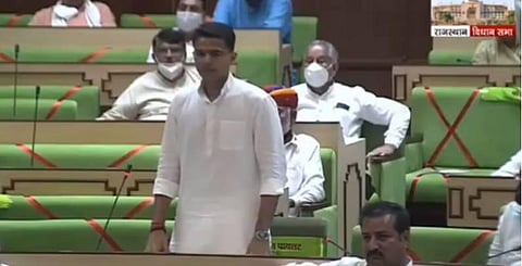 Congress leader Sachin Pilot in Rajasthan Assembly (Photo | ANI)