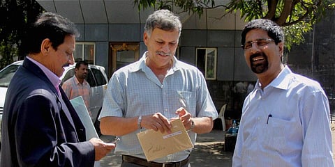 (From left) Chetan Chauhan, Roger Binny and Krishnamachari Srikkanth after attending BCCI technical committee meeting in Mumbai. (File photo| PTI)