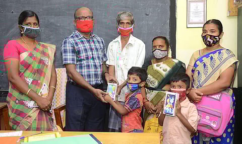 Jayakumar plans to give a mobile phone to all the students taking admission in his school and the existing students, who are in need of it. (PHOTO | EPS)