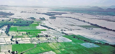 This is how heavy rainfall and floods have caused havoc in Andhra Pradesh. (Photo | Express)