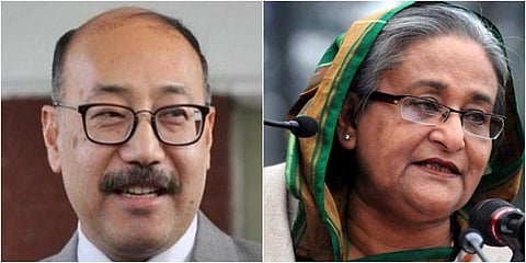 Foreign Secretary Harsh Vardhan Shringla (L) and Bangladesh PM Sheikh Hasina. (File photos| PTI)