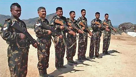 Jawans at the college; an artificial lake created used for training | EXPRESS