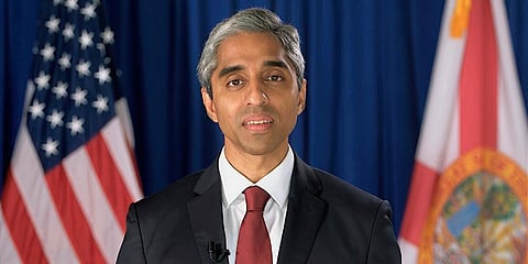 Former US Surgeon General Dr. Vivek Murthy speaks during the fourth night of the Democratic National Convention. (File photo| AP)