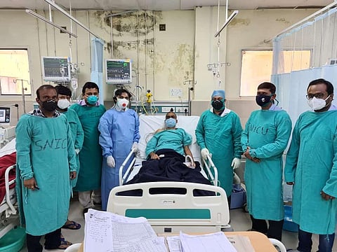 Doctors of IGIMS who performed surgery of liver cancer on Friday.