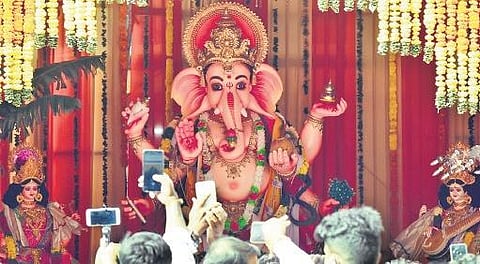 The size of Khairatabad Ganesh idol has been reduced to 9-ft this year. (Photo | S Senbagapandiyan, EPS)