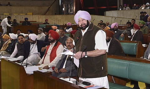 Punjab Chief Minister Captain Amarinder Singh addresses the House. (File Photo| PTI)