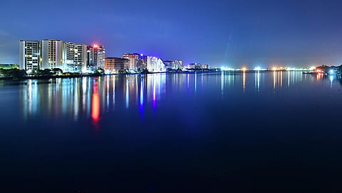 A night view of Kochi from Goshree Bridge, Kochi
