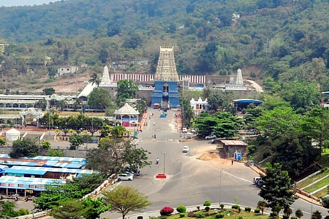 The walkway to Simhachalam temple in Visakhapatnam. (Photo | EPS/G satyanarayana)