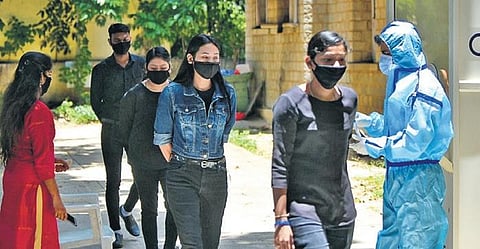 People line up at a BBMP fever clinic to give their samples | MEGHANA SASTRY