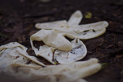 Used gloves found in a public location. (Photo | Ashitha Jayaprakash)