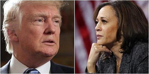 US President Donald Trump (L) and Senator Kamala Harris (Photos | Agencies)