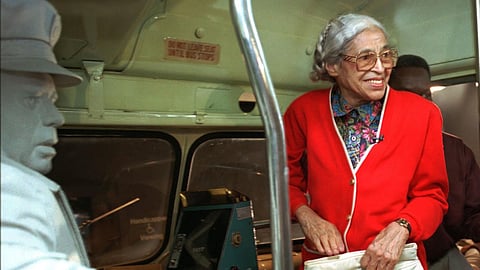 Rosa Parks was arrested after refusing to give up her seat to a white passenger on a segregated bus in Montgomery on Dec. 1, 1955. (File photo | AP)