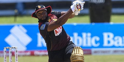 Kieron Pollard of Trinbago Knight Riders plays a shot during a CPL T20 match. (Photo| CPL T20 website)