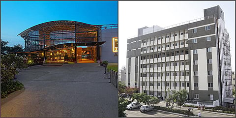 Apollo Hospital (L) and Basavatarakam Indo-American Cancer Hospital in Hyderabad. (Photo| Special Arrangement)