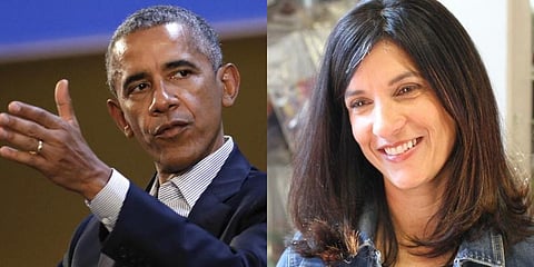 Former US President Barack Obama (L) and Indian-origin senatorial candidate Sara Gideon (R) (Photo | AP, Facebook)