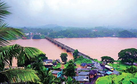 The Netravati river crosses the danger mark following a heavy rainfall on Saturday | express