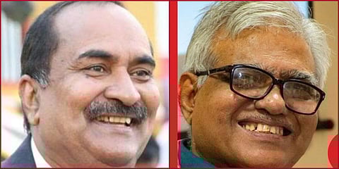 Odisha Tribal Research Institute director Dr AB Ota and IBRAD chairman SB Roy (Photo| Special Arrangement)