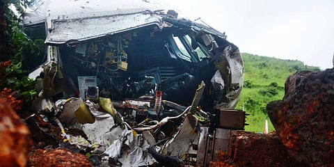 The cockpit of the crashed Air India Express flight at the Karipur International Airport. (Photo| Manu R Mavelil, EPS)
