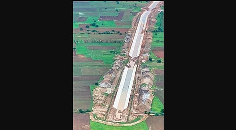 The Sri Sitarama Lift Irrigation Project works in Aswapuram mandal. (Photo| Express)
