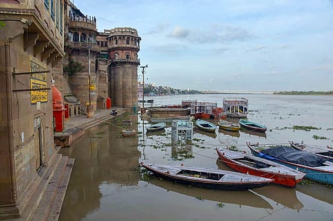 A swollen Ganga in Varanasi. (Photo| PTI)