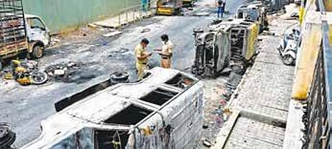 A file picture of the spot in DJ Halli which was ravaged by riots | express