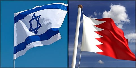 Flags of Israel and Bahrain used for representational purpose