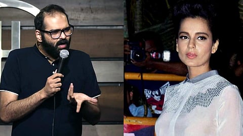 Stand up comedian Kunal Kamra (L) and Actor Kangana Ranaut