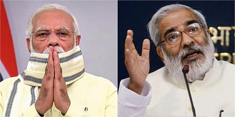 Prime Minister Narendra Modi (L) and Late Union Minister Raghuvansh Prasad Singh (R)