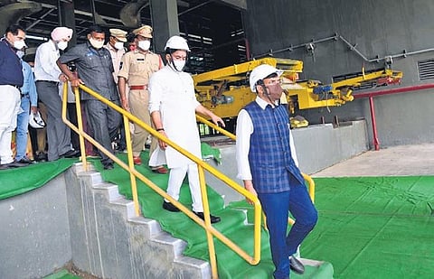 Union Minister of State for Chemicals and Fertilisers Mansukh L Mandaviya and MoS (Home) G Kishan Reddy visit the RFCL urea unit;