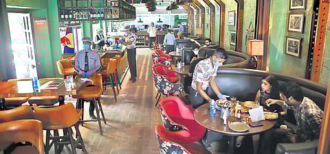 Scenes from Unplugged Courtyard on a Saturday noon that used to be packed at this hour pre-Covid | SHEKHAR YADAV