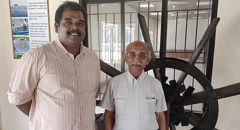 Joby Bastian and Jippu Jacob, inventors of coconut husking tool Keramithra