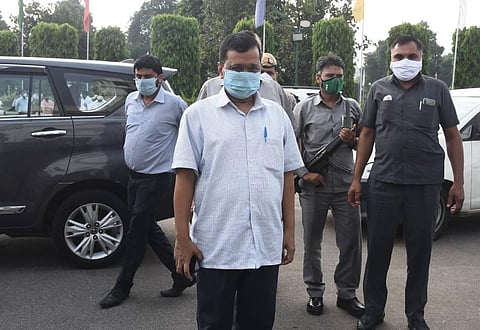 Delhi chief minister Arvind Kejriwal arrive for the attending special delhi assembly session. (Photo | Parveen Negi/EPS)