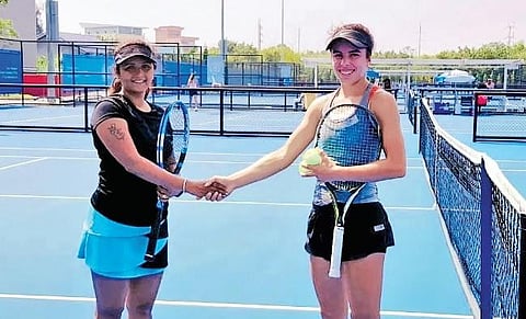 Rekha Boyalapalli (left) at ITF tournament in Thailand in November 2018