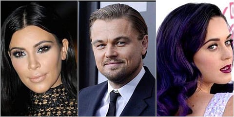 (From left) Kim Kardashian West, Leonardo DiCaprio and Katy Perry (File photos| AP)