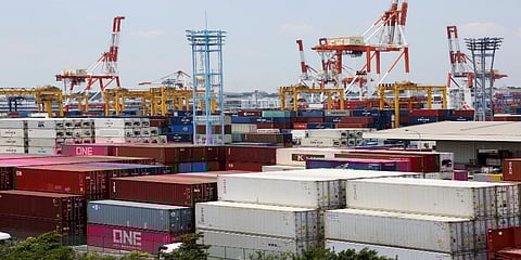 Containers are placed at a port in Yokohama, south of Tokyo, on June 17, 2020. (Photo | AP)