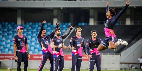 Rajasthan Royals players during a training session in UAE. (Photo | RR Twitter)