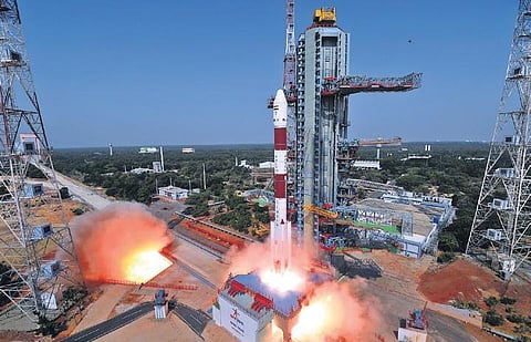 A photo of PSLV C45 taking off to skies from Sriharikota in April 2019 | isro