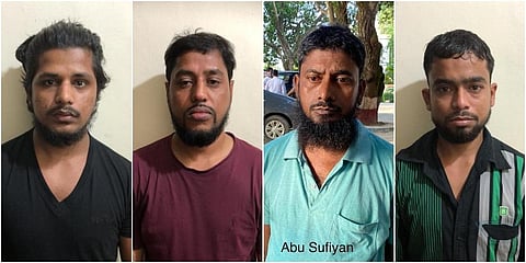 Four among the nine Al-Qaeda operatives arrested by the NIA from Kerala and West Bengal. (Photos | EPS)