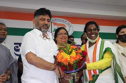 Transgender activist Dr Akkai Padmashali joins Congress. (Photo | Express)