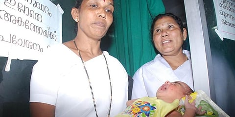 Hospital staff with a baby boy at Kasargod General Hospital. (File Photo | EPS)