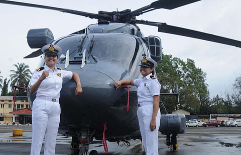 Sub-lieutenant Riti Singh and Sub-lieutenant Kumudini Tyagi (Photo | A Sanesh, EPS)