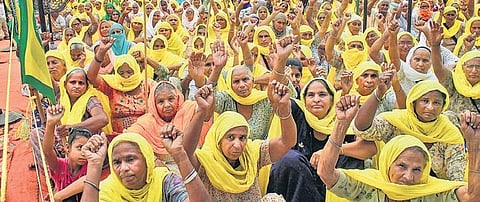 Members of various farmers’ groups protest against farms Bills in Patiala | PTI