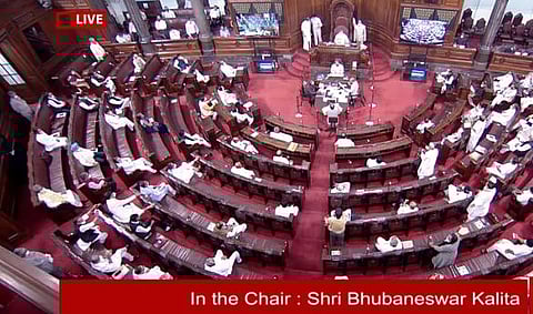 Rajya Sabha was adjourned for the day. (Photo | Twitter/ANI)