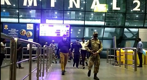 A team of officers from the investigation agencies reached the airport premise in the evening and took the accused into the custody. (Photo | Express)