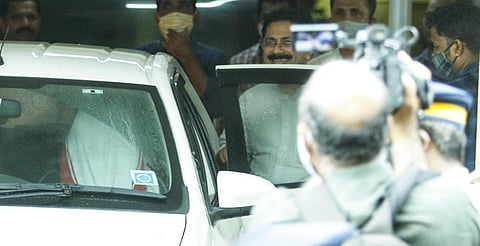 Minister K T Jaleel comes out of the NIA office in Kochi after questioning. He admitted that he had distributed copies of the Quran received from the UAE consulate (Photo| Arun Angela, EPS)