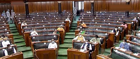 Parliamentarians in Rajya Sabha during the ongoing Monsoon Session of Parliament, in New Delhi. (Photo | PTI)